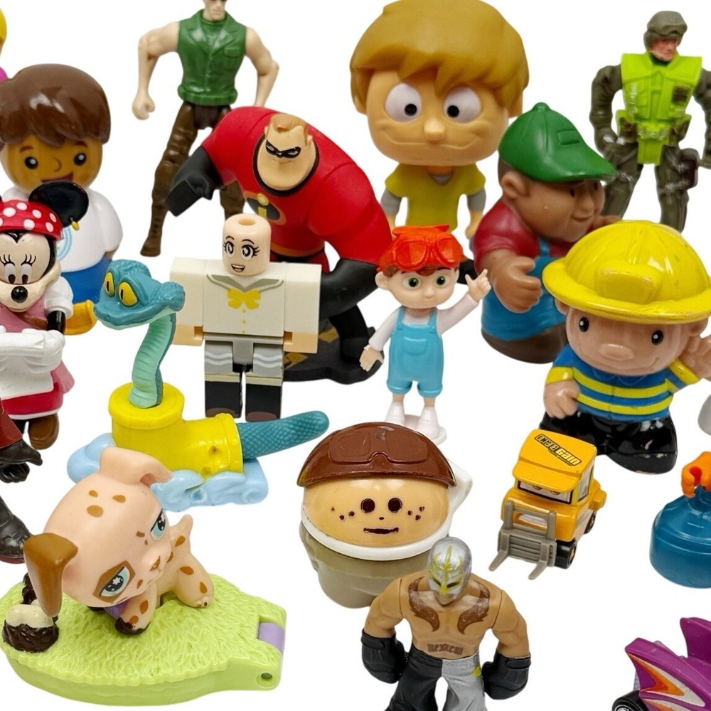 36pc Mixed Toy Figure Lot Kids Characters Disney Superheroes Construction Animal